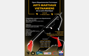 Open départemental technique des arts martiaux Vietnamiens le samedi 11 février 2023 à Ancenis. 