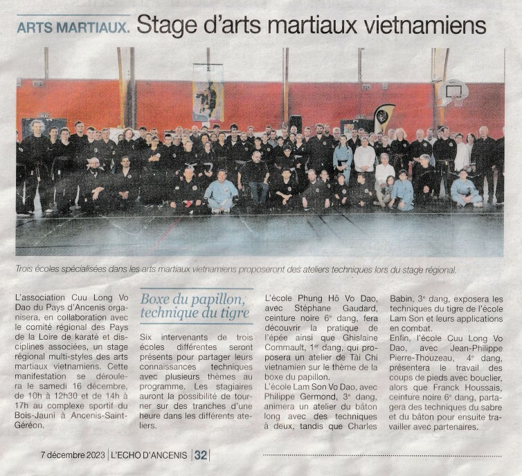 Stage d'Arts Martiaux Vietnamiens